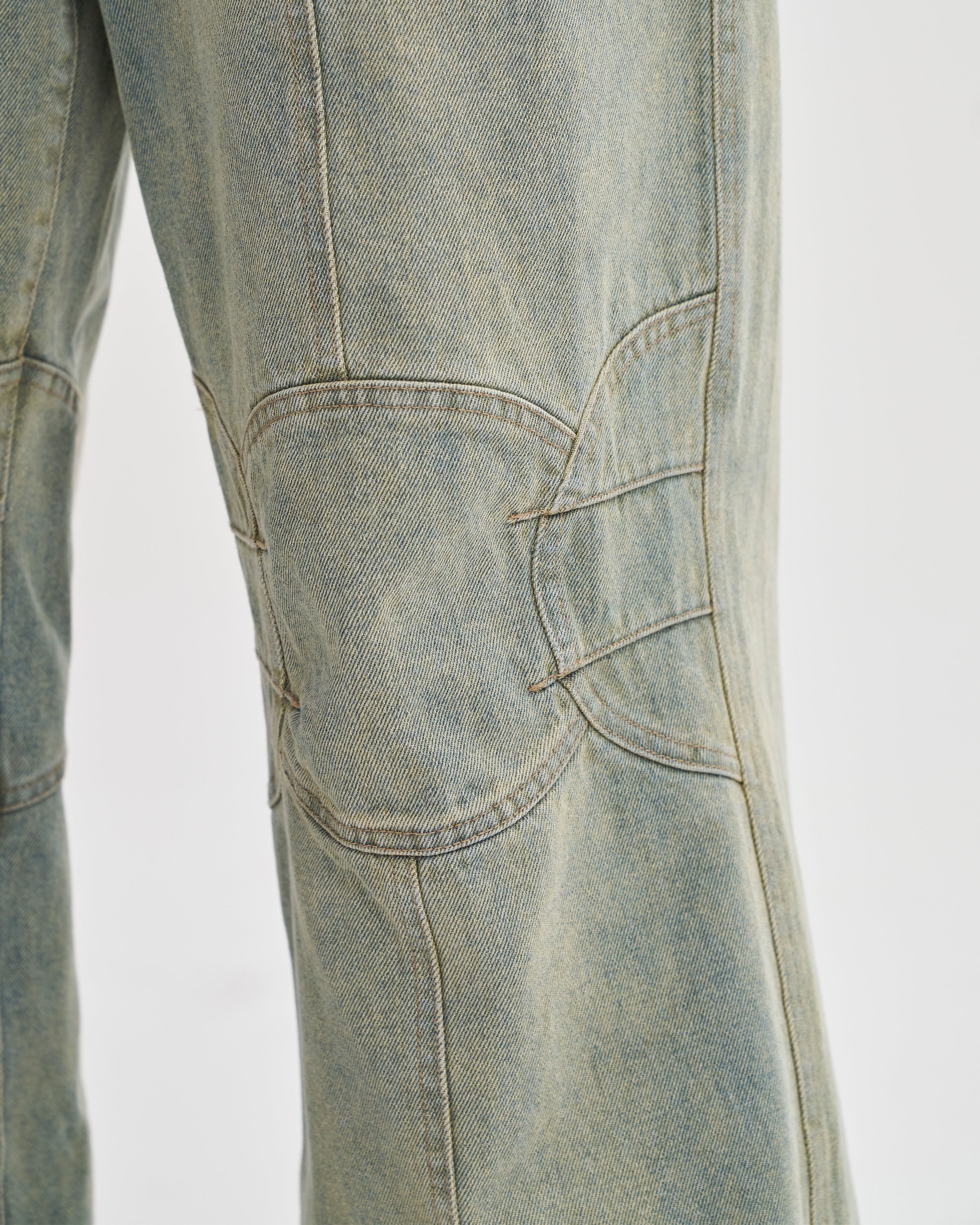 Low Rise Carpenter Baggy Jeans in Stonewash Blue